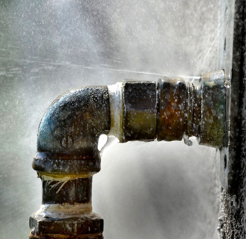 a bursting water pipe